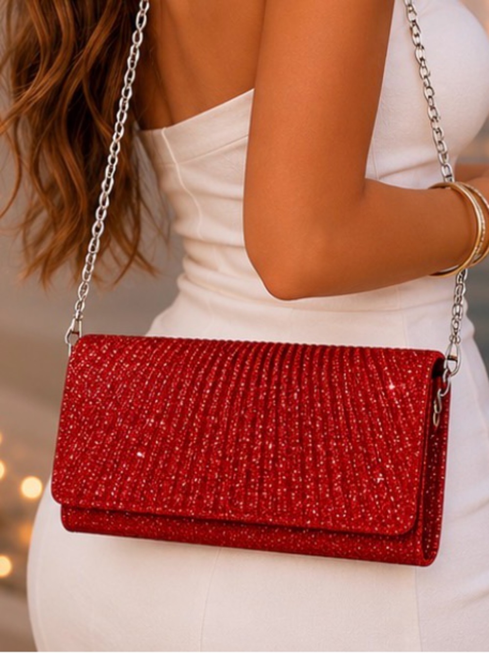 Red Rhinestone Glam Clutch Bag ✨❤️ Evening Wedding Formal Purse - Picture 2 of 4